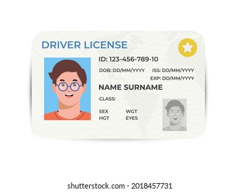 Drivers License. A plastic identity card. Vector flat illustration of the template