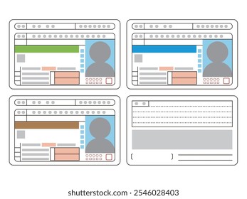Conjunto de ilustrações vetoriais simples da carta de condução.