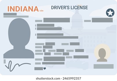 Lizenz des Fahrers aus dem US-Bundesstaat Indiana im flachen Design-Stil (ausgeschnitten)