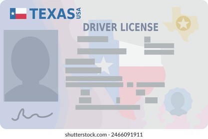 Lizenz des Fahrers aus dem US-Bundesstaat Texas im flachen Design-Stil (ausgeschnitten)