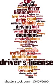 Driver's license word cloud concept. Vector illustration