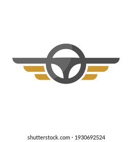 Drivers Logo Steering Car and Wings Symbol