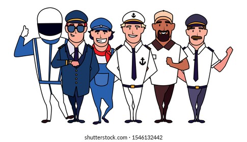 drivers persons design, Worker professional working occupation job corporate employee and service theme Vector illustration