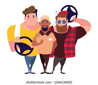 drivers persons design, Worker professional working occupation job corporate employee and service theme Vector illustration