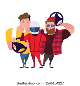 drivers persons design, Worker professional working occupation job corporate employee and service theme Vector illustration