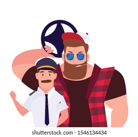 drivers persons design, Worker professional working occupation job corporate employee and service theme Vector illustration