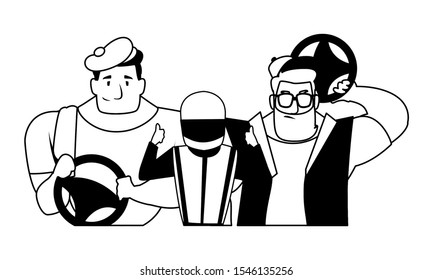 drivers persons design, Worker professional working occupation job corporate employee and service theme Vector illustration