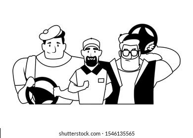 drivers persons design, Worker professional working occupation job corporate employee and service theme Vector illustration