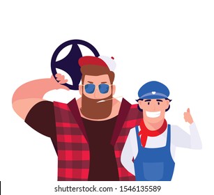 drivers persons design, Worker professional working occupation job corporate employee and service theme Vector illustration