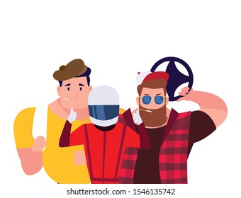 drivers persons design, Worker professional working occupation job corporate employee and service theme Vector illustration