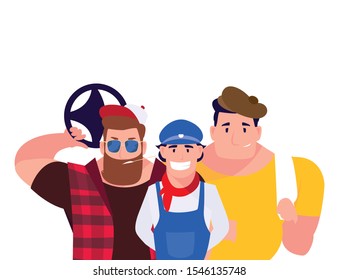 drivers persons design, Worker professional working occupation job corporate employee and service theme Vector illustration