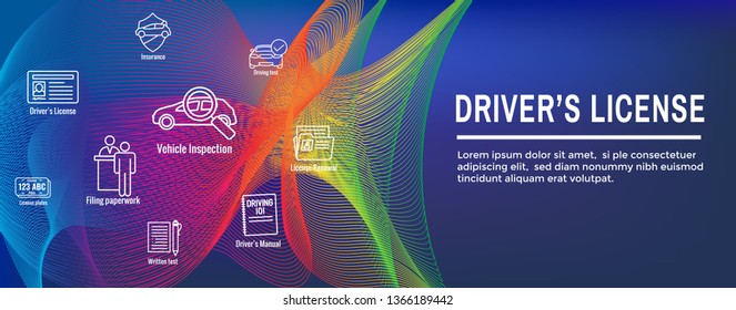Drivers Test & License Icon Set and Web Header Banner