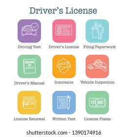 Drivers Test and License Icon Set and Web Header Banner