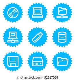 Drives and storage web icons, blue sticker series