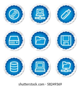Drives and storage web icons, blue stickers series