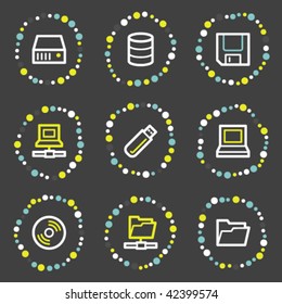 Drives und Storage-Web-Symbole, Farbdots-Serie