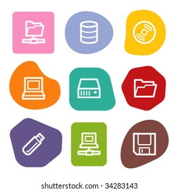 Drives and storage web icons, colour spots series