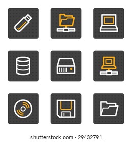 Drives and storage web icons, grey buttons series