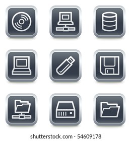 Drives und Storage-Web-Symbole, graue Quadrate-Schaltflächen