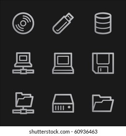 Drives and storage web icons, grey mobile style