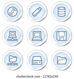Drives and storage web icons, light blue stickers