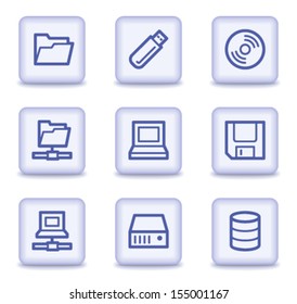 Laufwerke und Speicher-Web-Symbole, hellviolette Glossy-Schaltflächen
