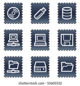 Drives and storage web icons, navy stamp series