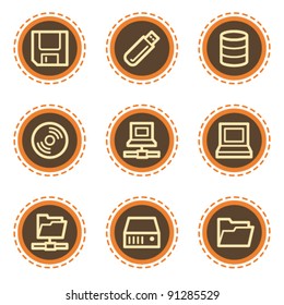 Drives and storage web icons, vintage buttons
