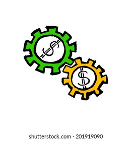 driveshaft with dollars. work. Vector