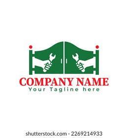 driveway  or door gate repair and installations logo in vector