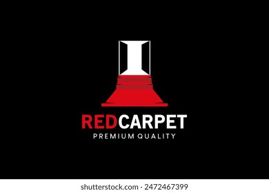 Driveway stairs red carpet logo design vector illustration