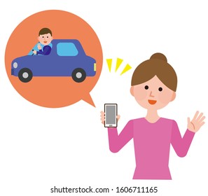 Driving agency
Matching smartphone woman illustration