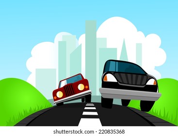 Driving away from city 