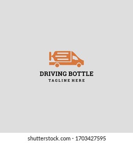 Driving Bottle logo template design in Vector illustration 