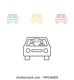 Driving By Car. Communication On The Road. Vector Flat Cartoon Illustration