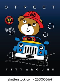 driving car city around, vector animal cartoon illustration design