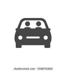 Driving Car Icon Black and White Vector Graphic