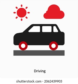 Concepto de conducción o icono del coche 