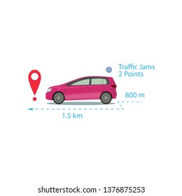 Driving car with smartphone augmented reality shows route