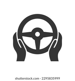 Driving Car Steering Wheel Isolated Vector Icon Illustration