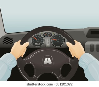 Driving of a car. Vector illustration