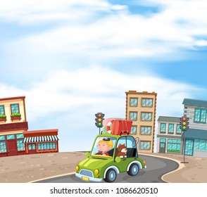 Driving in the City Road illustration