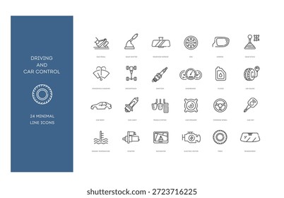 Iconos de conducción, salpicadero y control del coche