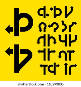 Driving direction arrows. Vector.