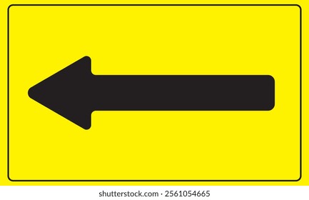 Driving direction sign. The arrow indicates the direction of movement. junctions and other sections of the road. Warning yellow road sign.