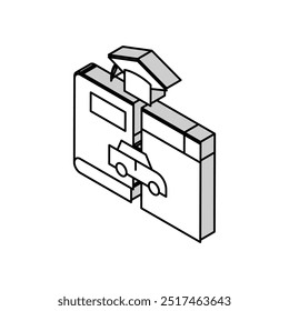 Vector de iconos isométricos de materiales educativos de conducción. Muestra de materiales educativos de conducción. ilustración de símbolos aislados