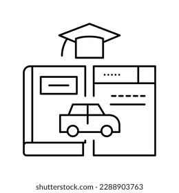 vector de icono de línea de materiales educativos de conducción. signo de materiales educativos de conducción. símbolo de contorno aislado ilustración negra