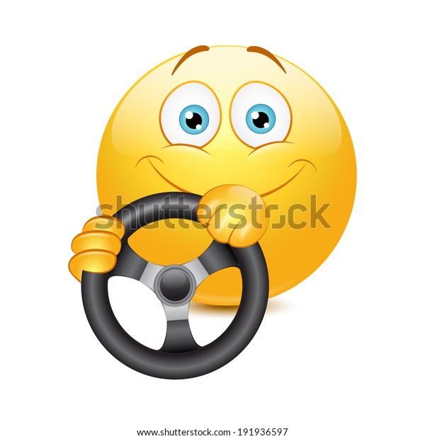 Vektor Stok Driving Emoticon On White Background Vector (Tanpa Royalti