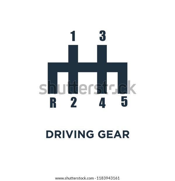 Driving gear controls icon. Black filled vector\
illustration. Driving gear controls symbol on white background. Can\
be used in web and\
mobile.