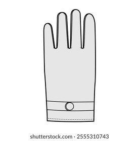 Driving Gloves Fashion hand accessory clothing technical illustration garment. Vector front view for Men, women, unisex style flat template CAD mockup sketch outline on white background